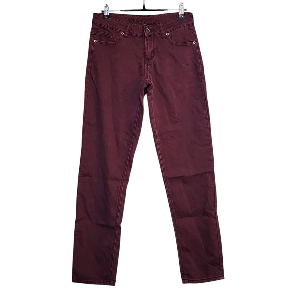 Rue 21 Womens Mid Rise Skinny Jeans Size 5/6 Burgundy Freedom Flex Stretch